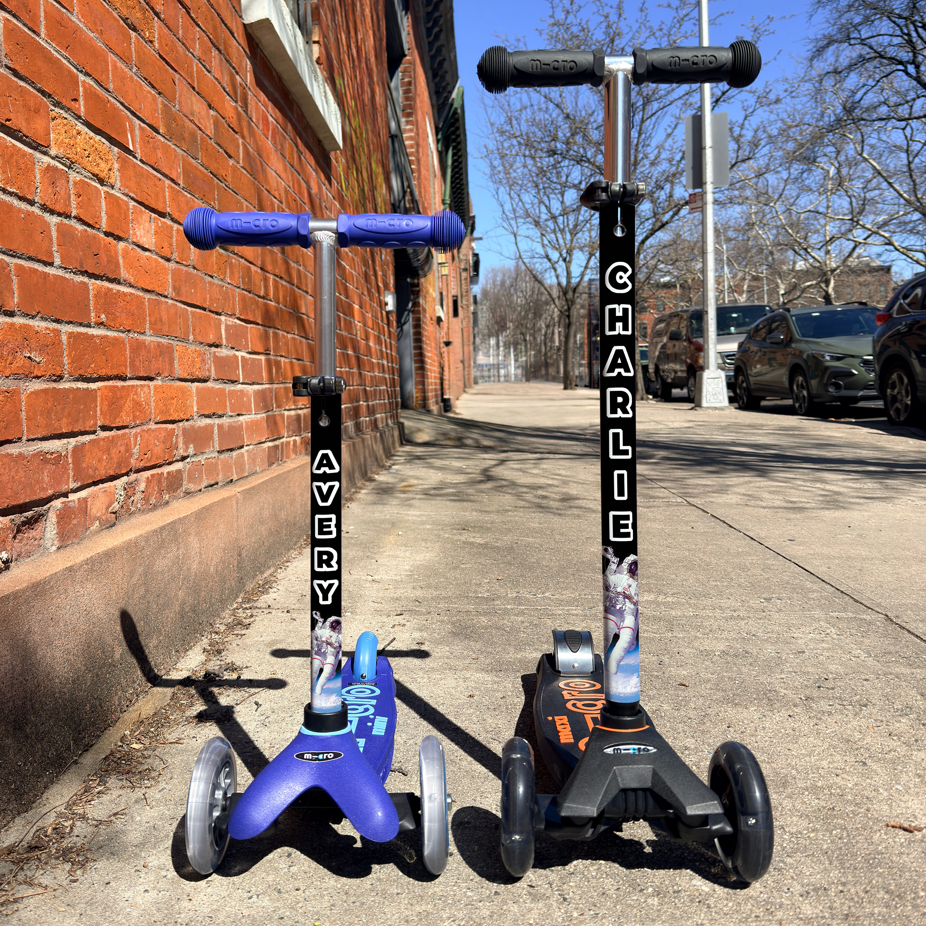 NASA astronaut vinyl scooter wrap for Micro Mini and Micro Maxi kids scooters by ScooterSkin Brooklyn
