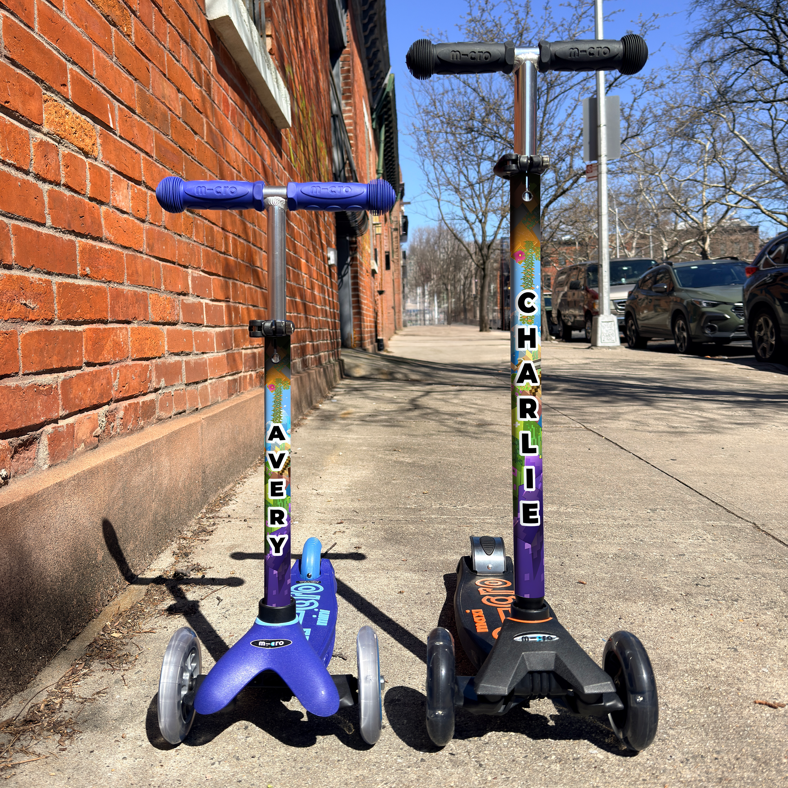 Minecraft vinyl scooter wrap for Micro Mini and Micro Maxi kids scooters by ScooterSkin Brooklyn