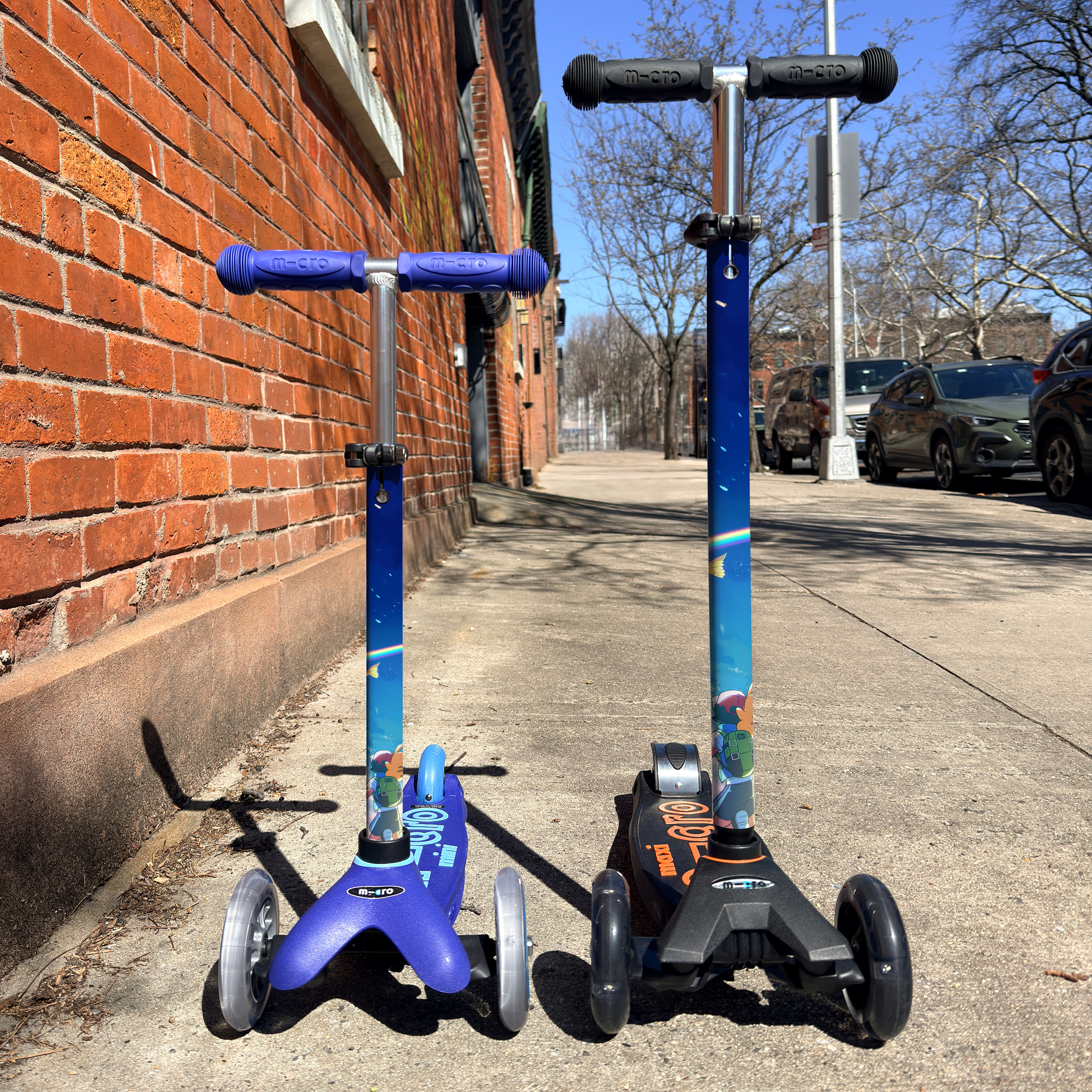 Pokemon Ash and Pikachu vinyl scooter wrap for Micro Mini and Micro Maxi kids scooters by ScooterSkin Brooklyn