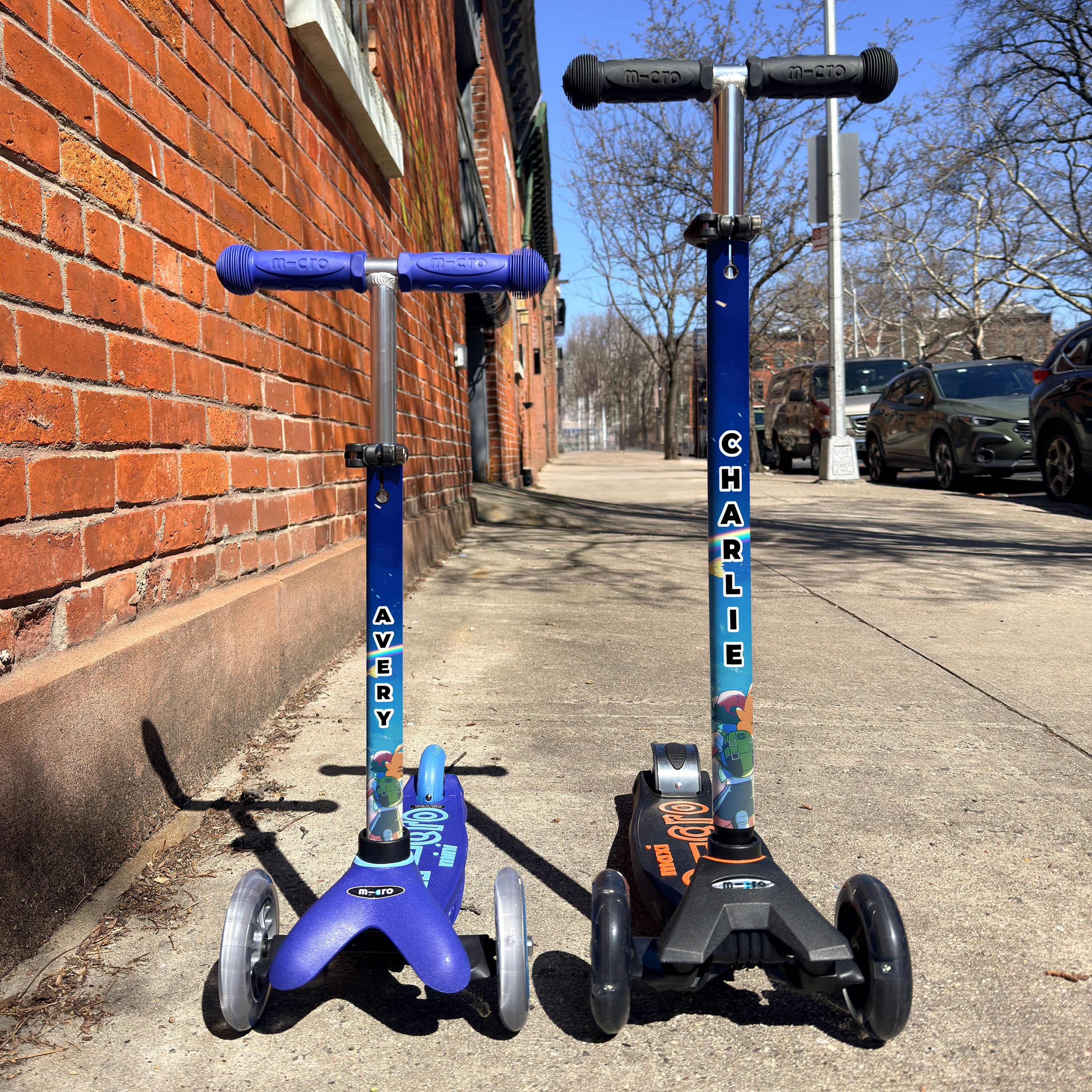 Pokemon Ash and Pikachu vinyl scooter wrap for Micro Mini and Micro Maxi kids scooters by ScooterSkin Brooklyn