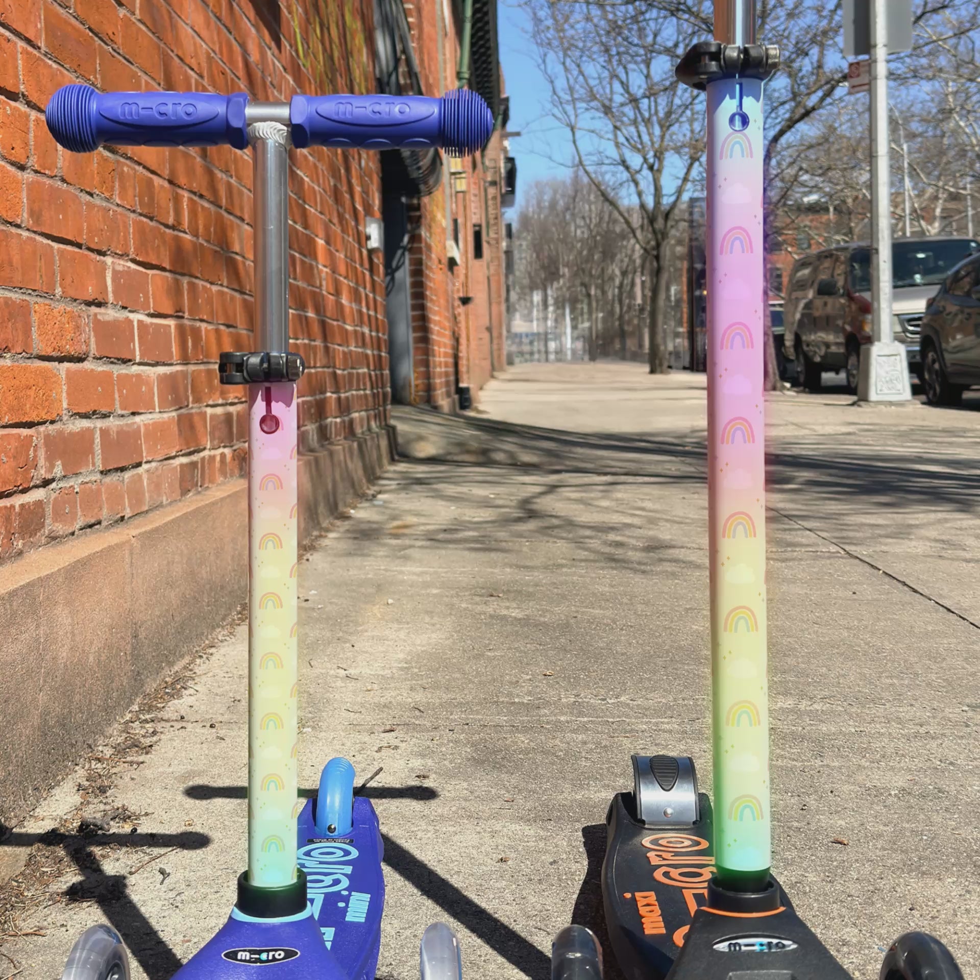 Rainbow vinyl scooter wrap for Micro Mini and Micro Maxi kids scooters by ScooterSkin Brooklyn