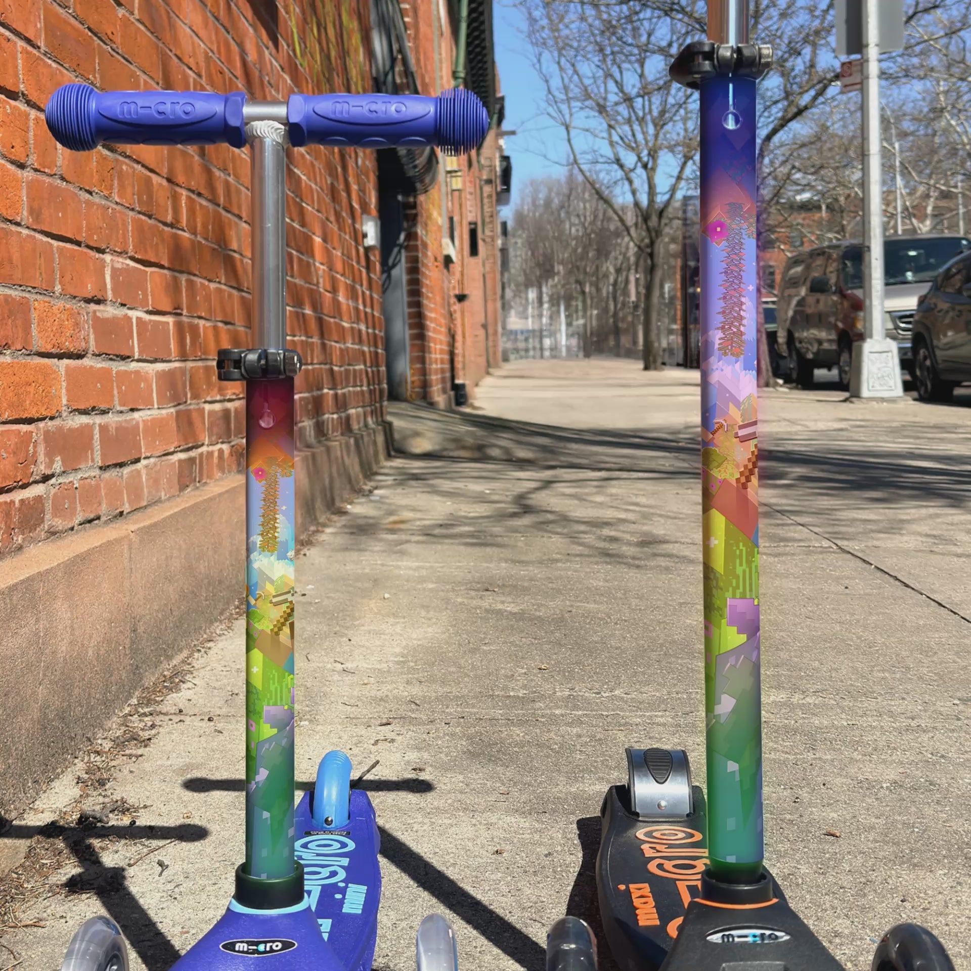 Minecraft vinyl scooter wrap for Micro Mini and Micro Maxi kids scooters by ScooterSkin Brooklyn