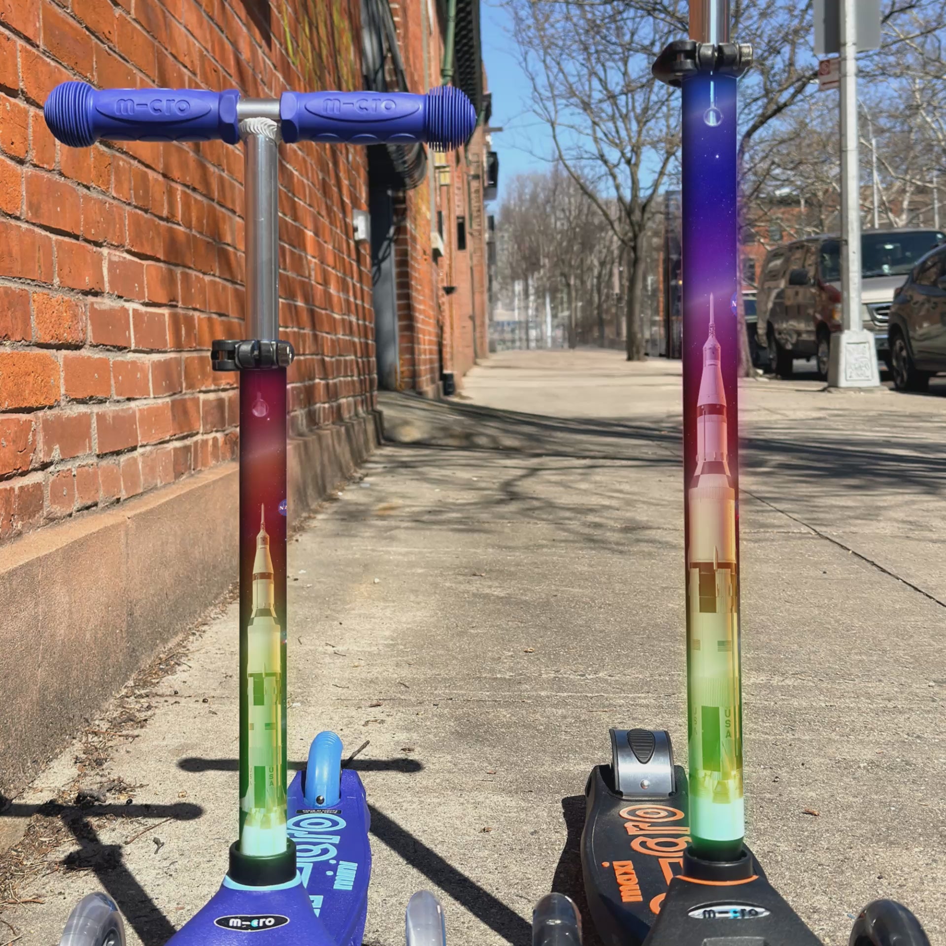 NASA Saturn V rocket vinyl scooter wrap for Micro Mini and Micro Maxi kids scooters by ScooterSkin Brooklyn
