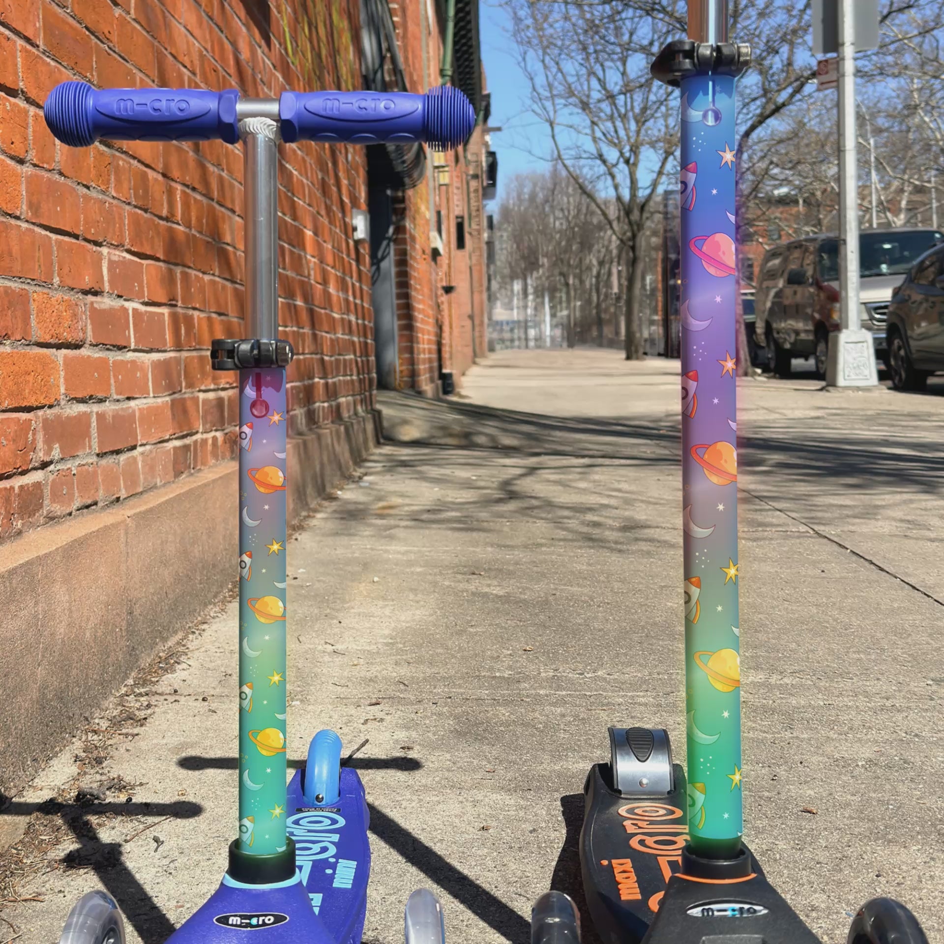 Space rocket vinyl scooter wrap for Micro Mini and Micro Maxi kids scooters by ScooterSkin Brooklyn