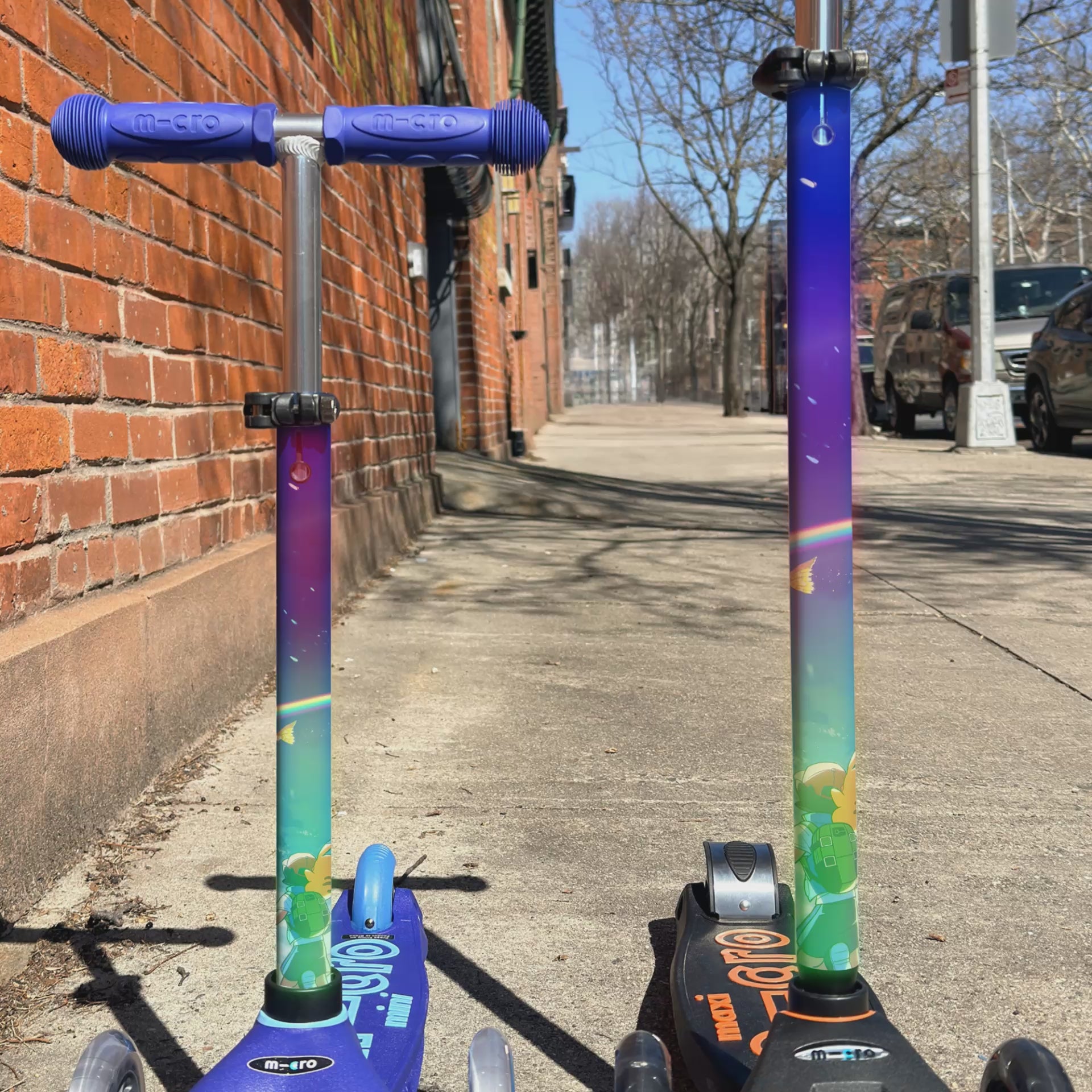 Pokemon Ash and Pikachu vinyl scooter wrap for Micro Mini and Micro Maxi kids scooters by ScooterSkin Brooklyn
